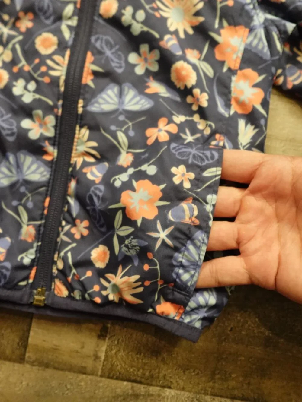 Columbia Toddler Fleece Lined Jacket 18-24 Months Navy Floral Butterfly
